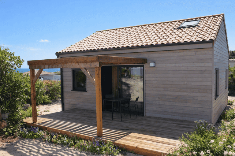 Chalet de loisirs 40m2 2 pans en Gironde dans un Parc Résidentiel de Loisirs