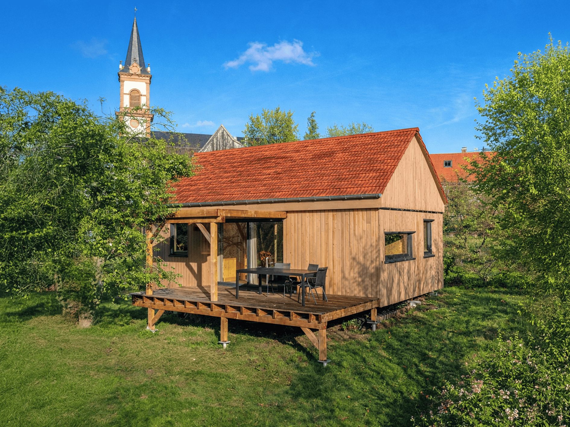Chalet en bois 40m2 2 pans en Alsace sur terrain privé