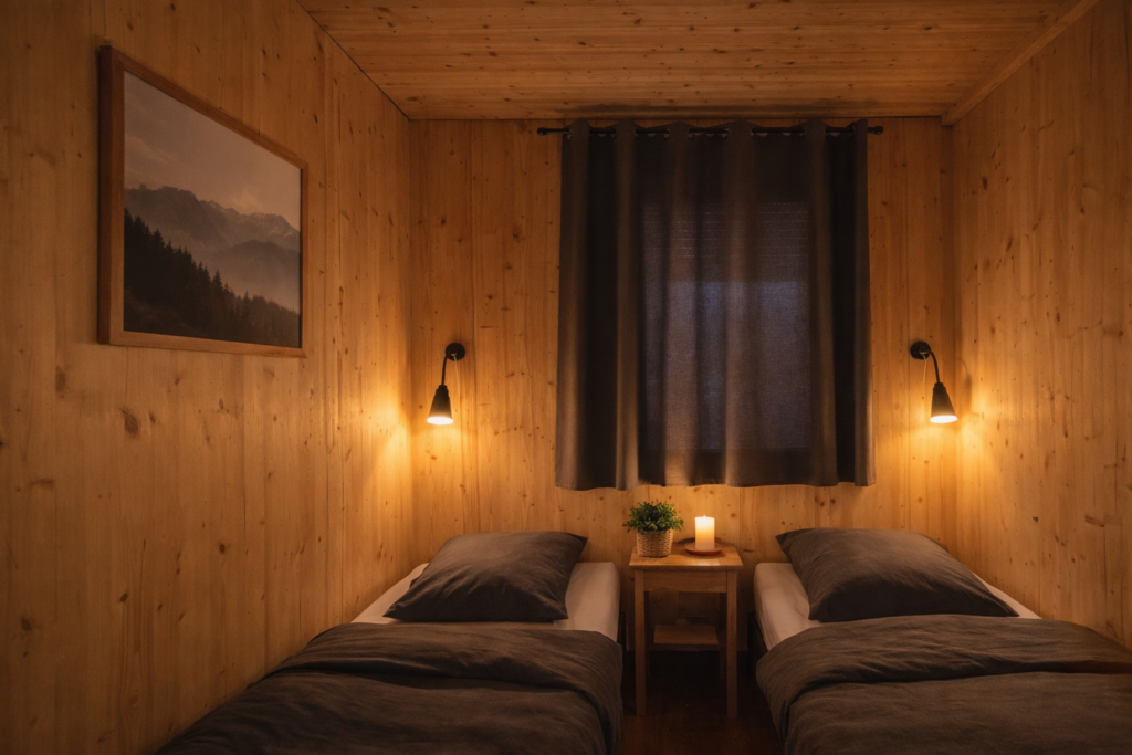 Chalet bois chambre familial