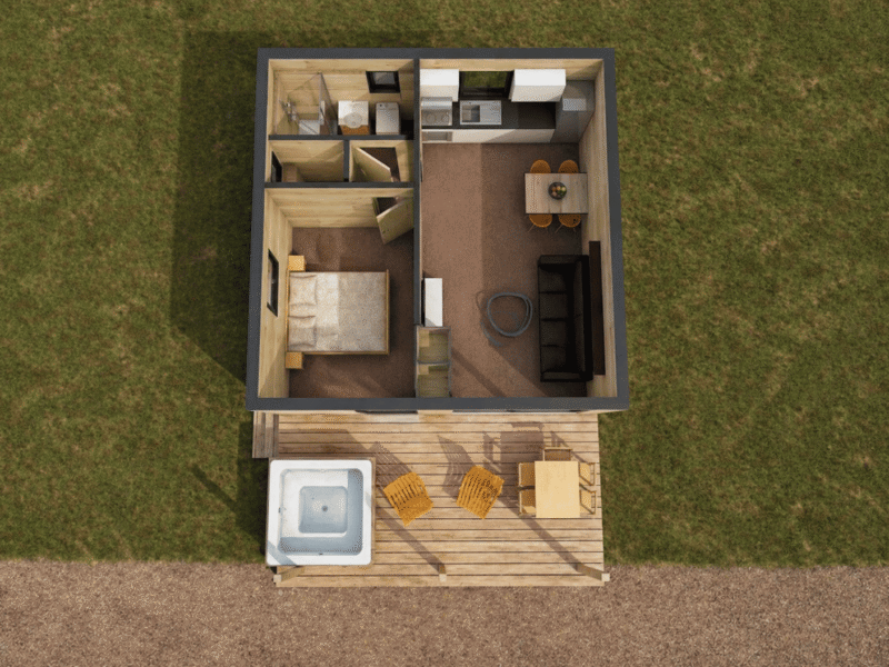 Chalet Athéna 35m2 vue dessus 3D