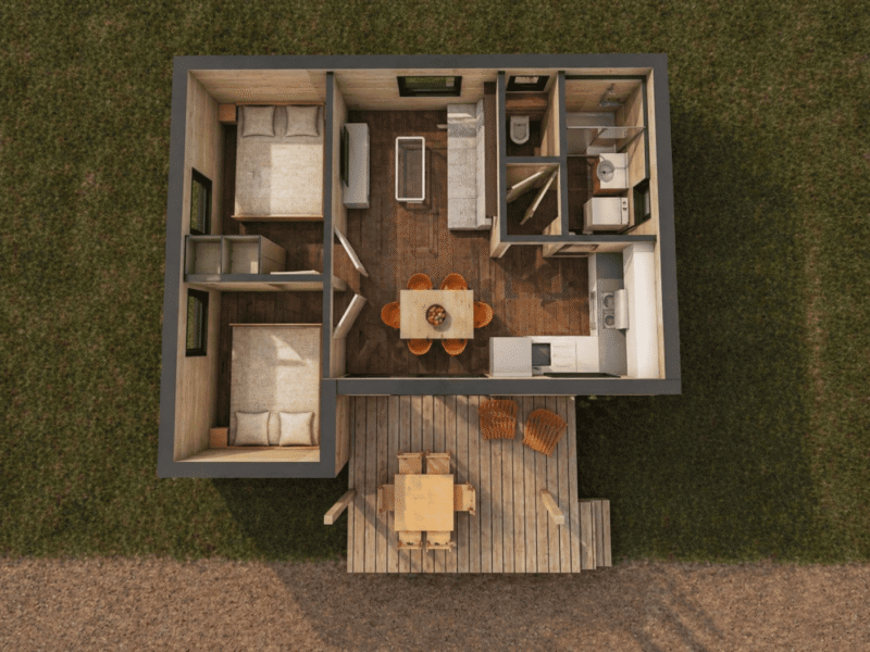 Chalet Phaéna 35m2 vue dessus 3D