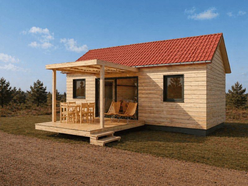 Chalet Sybilla 40m2 2 pans vue 3D