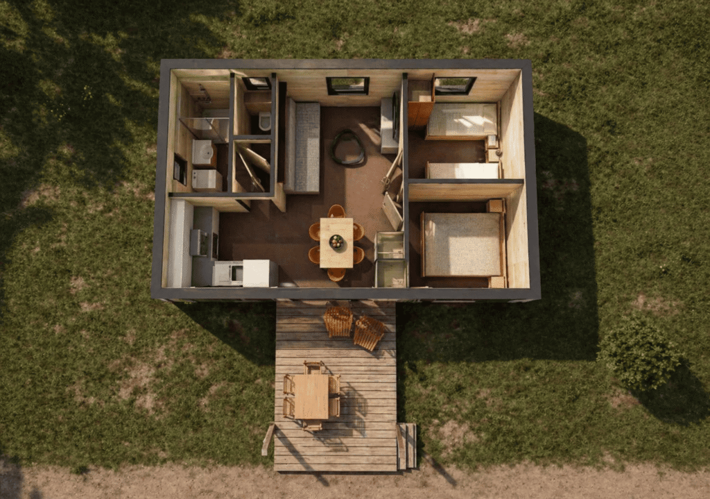 Chalet Sybilla 40m2 vue dessus 3D