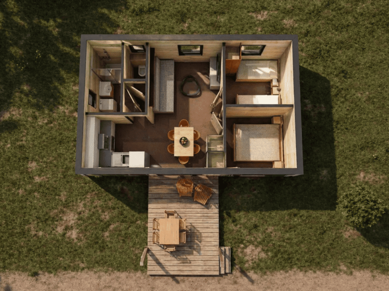 Chalet Sybilla 40m2 vue dessus 3D