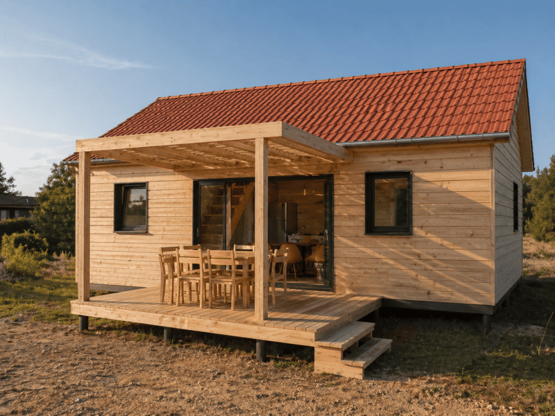 Chalet Vénus 50m2 2 pans vue 3D