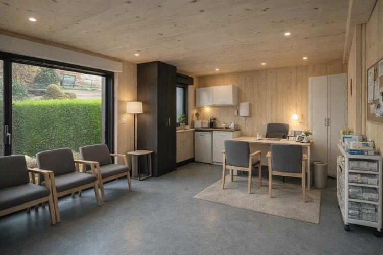 Bureau de praticien, cabinet infirmier moderne et chaleureux