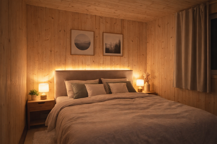 Chambre confort cocooning chalet 40m2