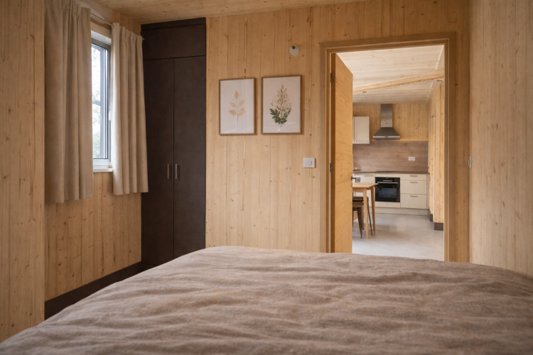 Chambre cocooning vue cuisine