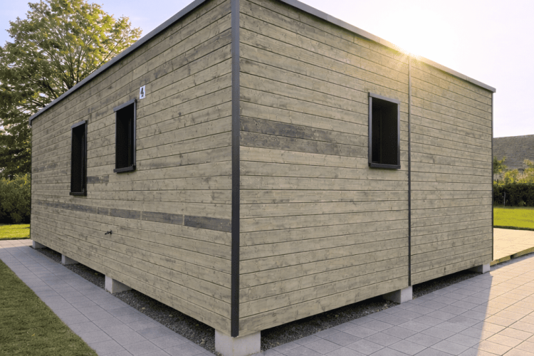 Chalet Artémis de 35m2 avec vue sur les montagnes vue de dos