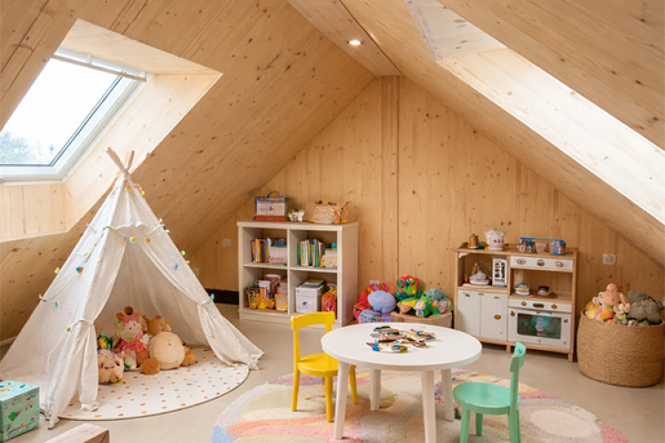 Espace enfants de parents solo, chalet Vénus de 50m2 avec mezzanine